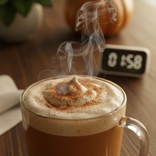 Podzim v hrnku 🍂. Pumpkin Spice Latte hotové za 2 minuty doma ☕️. Skořice a muškát 🎃. Ideální na odpolední pauzu po práci...
